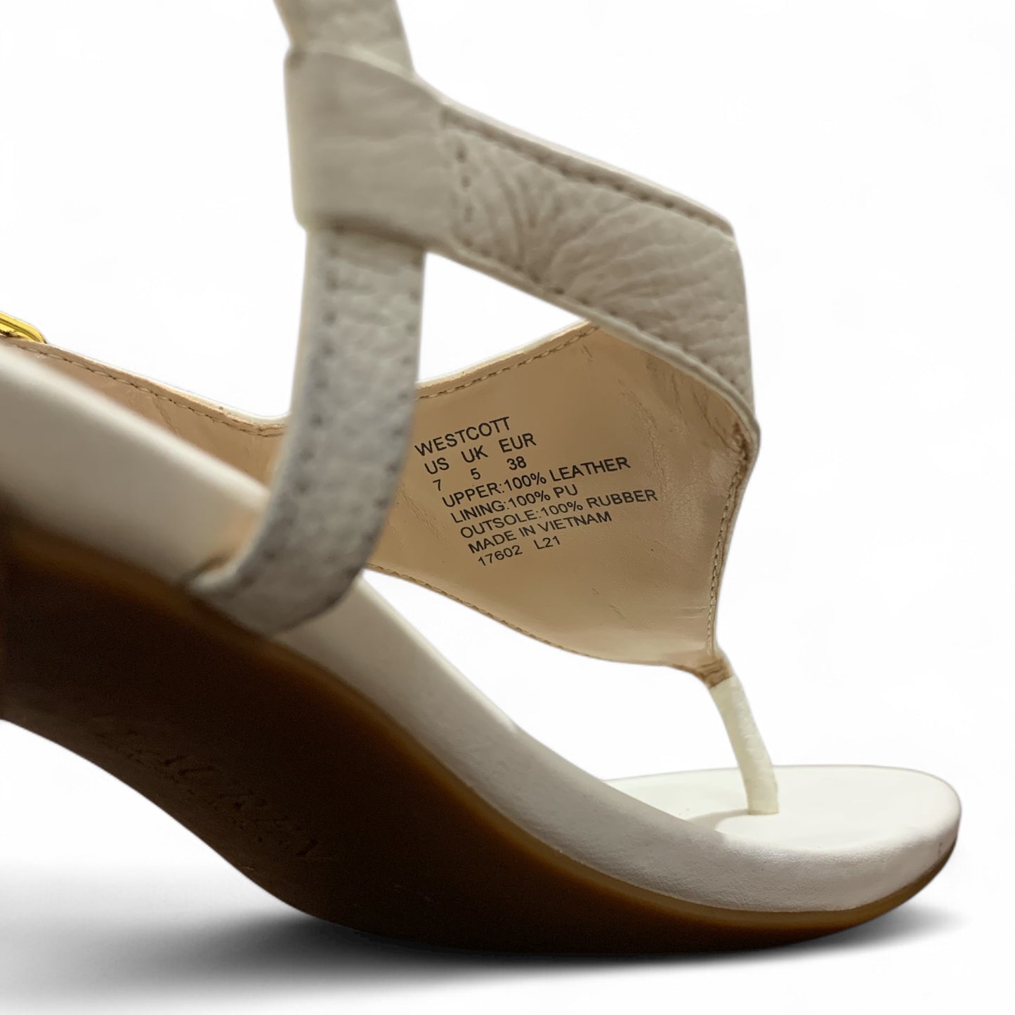 LAUREN RALPH LAUREN WESTCOTT WOMENS PEBBLED LEATHER LOGO THONG SANDALS | PRE-LOVED CONDITION EXCEPT 10/10 | SIZE US 7 | UK 5 | EU 38