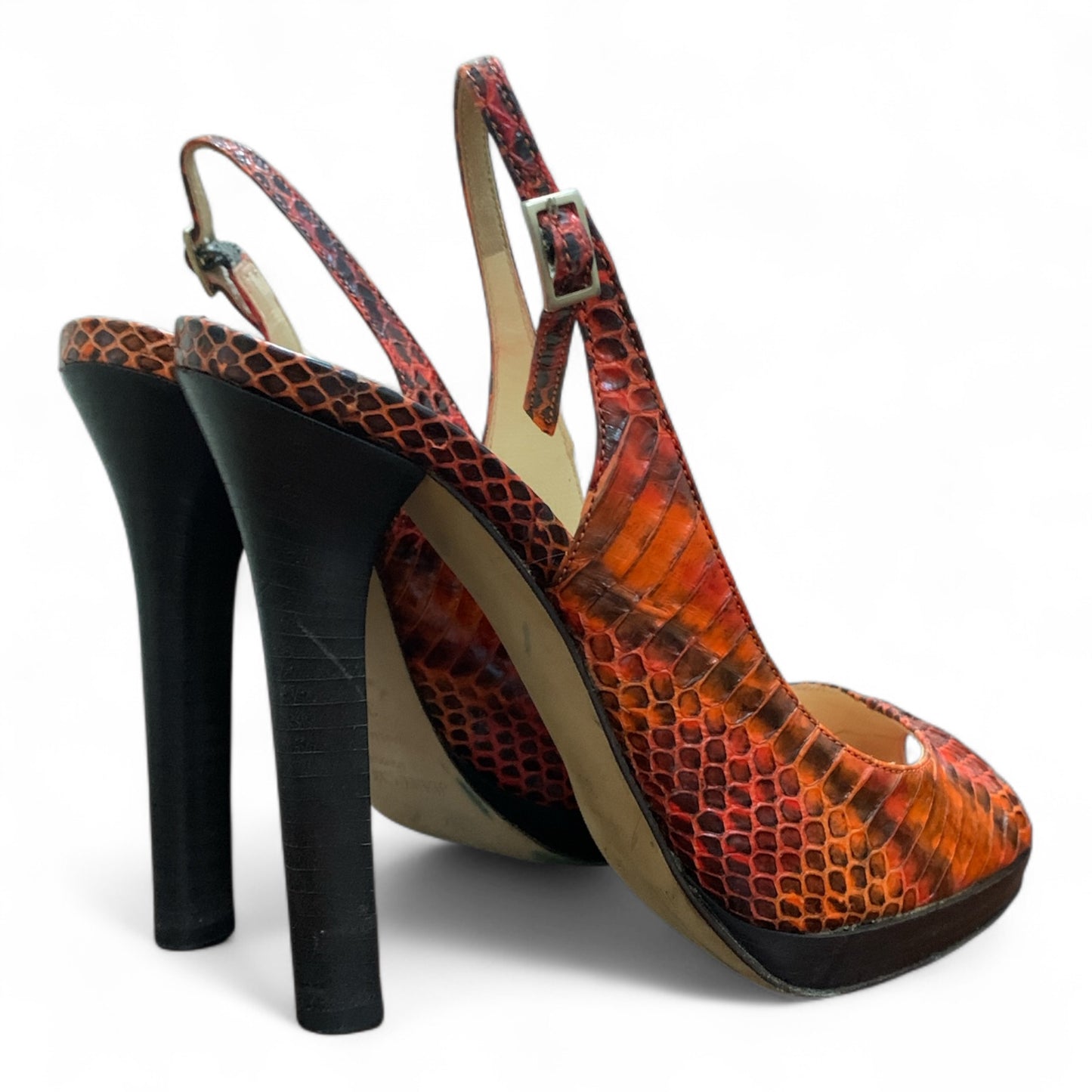 Jimmy Choo Multicolor Python Open Toe Slingback Platform Sandals | PRE-LOVED | CONDITION 9/10 | SIZE EU 36.5