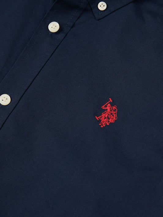 U.S. Polo Assn. Dark Blue Stretch Cotton Mens Poplin Shirt