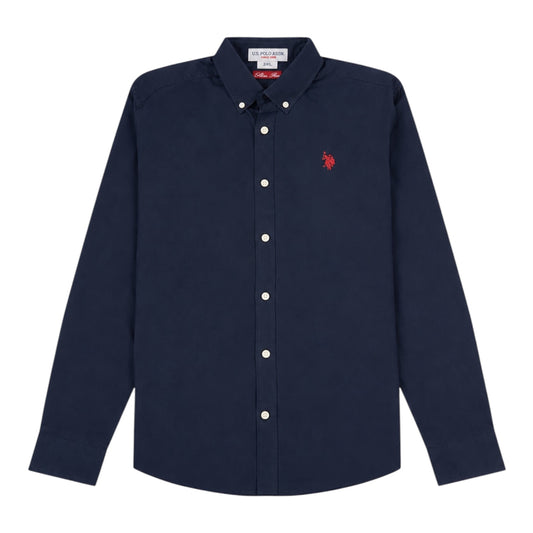 U.S. Polo Assn. Dark Blue Stretch Cotton Mens Poplin Shirt